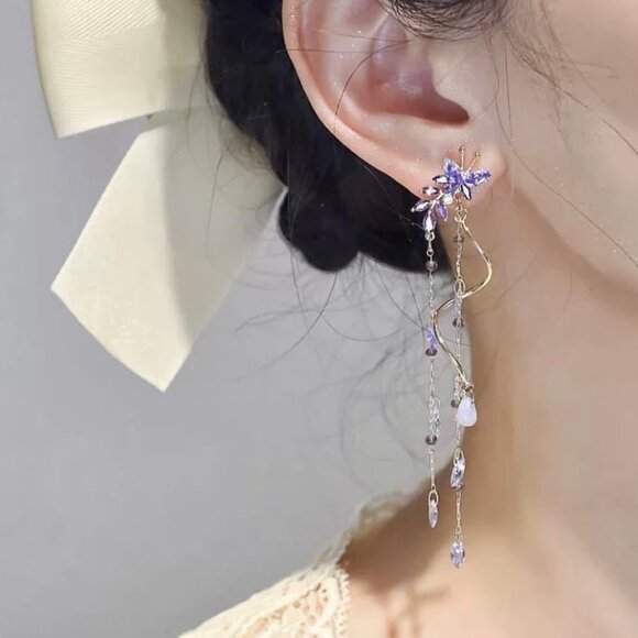 Jewelry - Wisteria Purple Zircon Tassel Earrings